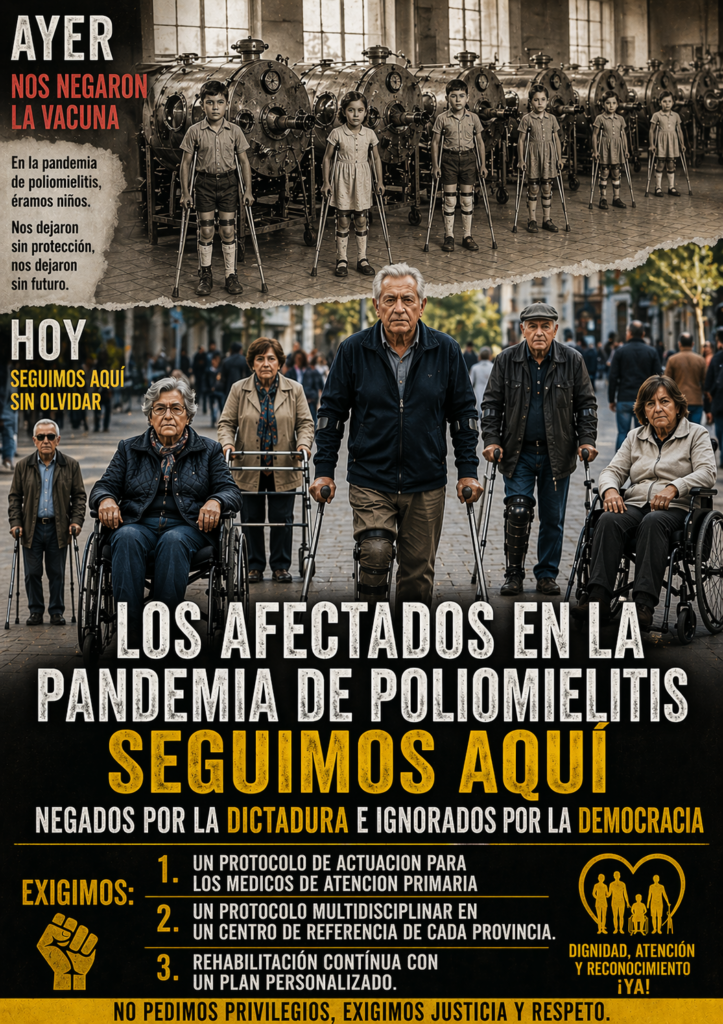 Los afectados de la pandemia de la poliomielitis seguimos aquí.
Negados por la dictadura e ignorados por la democracia.