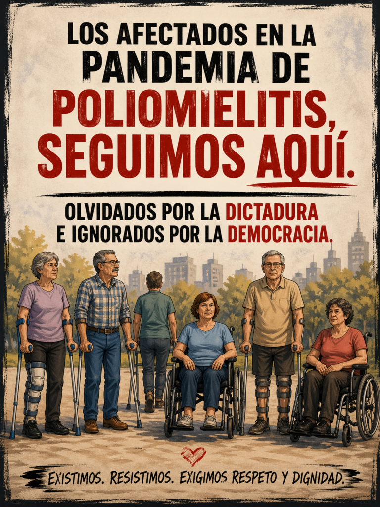 Los afectados de la pandemia de la poliomielitis seguimos aquí.
Negados por la dictadura e ignorados por la democracia.
